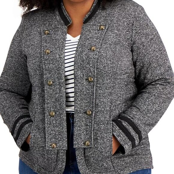 Tommy Hilfiger Plus Size Military Band Jacket Black Multi 1X NWT - Picture 2 of 3